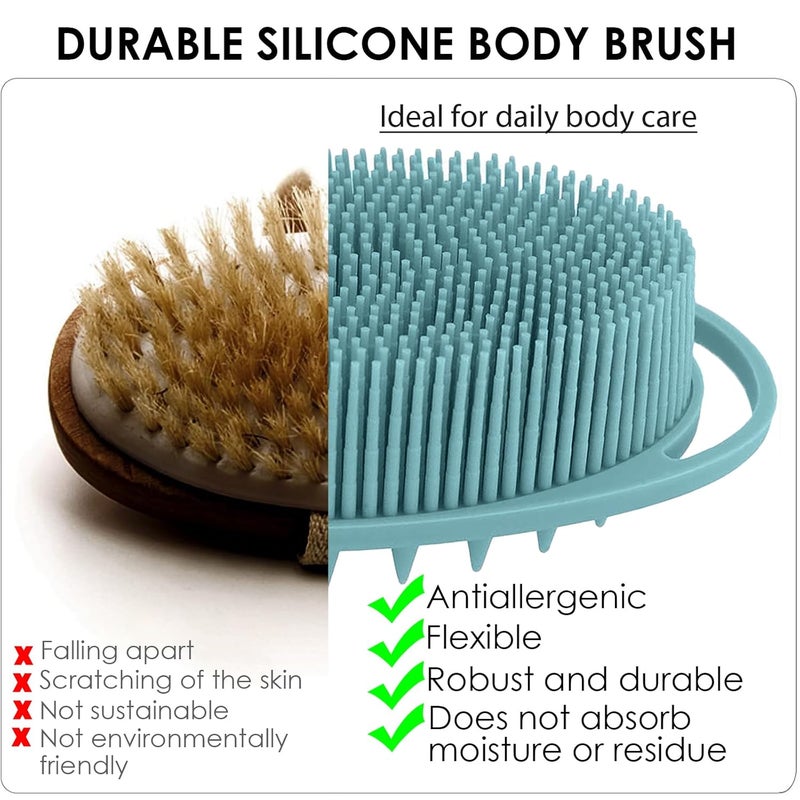 RamPula Silicone Body Scrubber – Dual-Sided Silicone Loofah for Shower, Set of 2 Soft Exfoliating Body Bath Shower Scrubber Loofah Brush Easy-to-Clean for Sensitive Kids Women Men All Kinds of Skin - Image 2